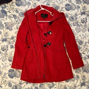 MODA International Red Hooded Pea Coat